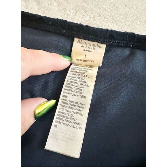 Abercrombie and Fitch dark navy blue lace trim, bikini bottom size large ￼ - Picture 2 of 3